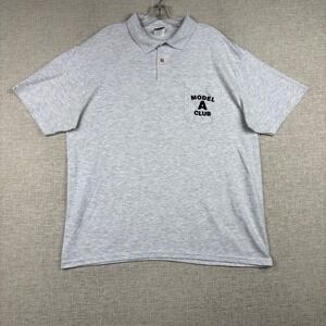 Hanes Mens Large Model A Ford Club Ventura County Gray Polo Shirt
